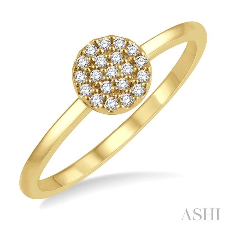 1/10 Ctw Disc Shape Center Round Cut Diamond Petite Fashion Ring in 14K Yellow Gold 1/10 Ctw Disc Shape Center Round Cut Diamond Petite Fashion Ring in 14K Yellow Gold