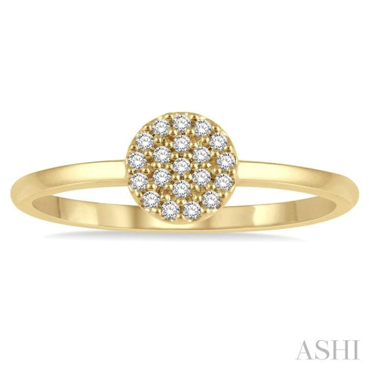 1/10 Ctw Disc Shape Center Round Cut Diamond Petite Fashion Ring in 14K Yellow Gold 1/10 Ctw Disc Shape Center Round Cut Diamond Petite Fashion Ring in 14K Yellow Gold