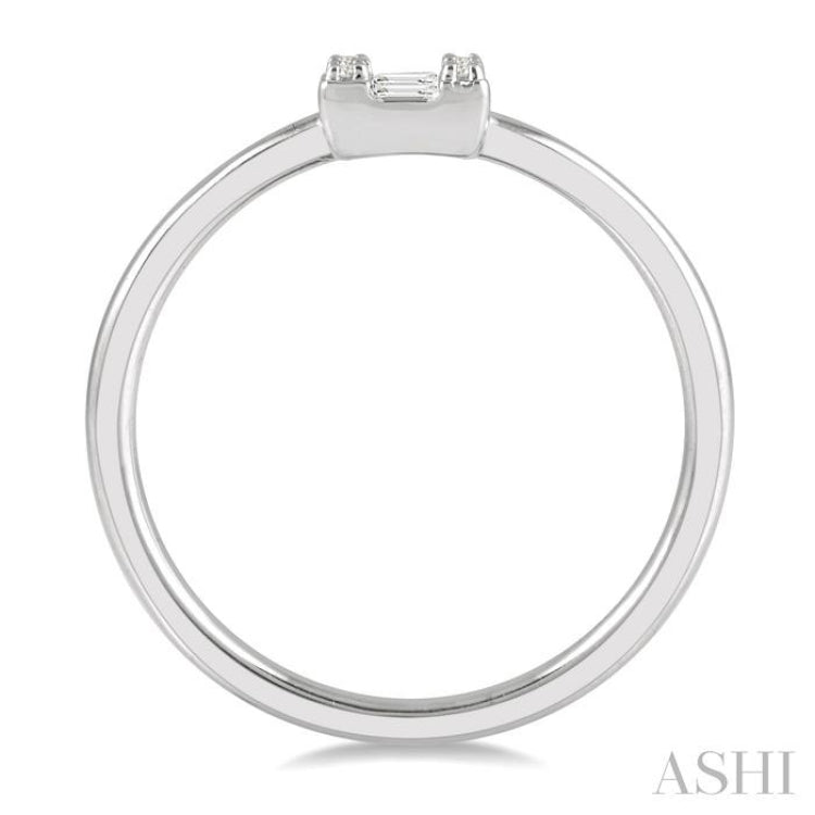 1/8 Ctw Square Shape Baguette and Round Cut Diamond Petite Fashion Ring in 14K White Gold 1/8 Ctw Square Shape Baguette and Round Cut Diamond Petite Fashion Ring in 14K White Gold