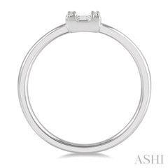1/8 Ctw Square Shape Baguette and Round Cut Diamond Petite Fashion Ring in 14K White Gold 1/8 Ctw Square Shape Baguette and Round Cut Diamond Petite Fashion Ring in 14K White Gold
