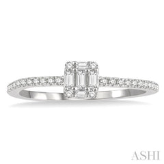 1/4 Ctw Cushion Shape Petite Baguette and Round Cut Diamond Fashion Promise Ring in 14K White Gold 1/4 Ctw Cushion Shape Petite Baguette and Round Cut Diamond Fashion Promise Ring in 14K White Gold