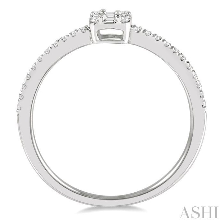 1/4 Ctw Cushion Shape Petite Baguette and Round Cut Diamond Fashion Promise Ring in 14K White Gold 1/4 Ctw Cushion Shape Petite Baguette and Round Cut Diamond Fashion Promise Ring in 14K White Gold