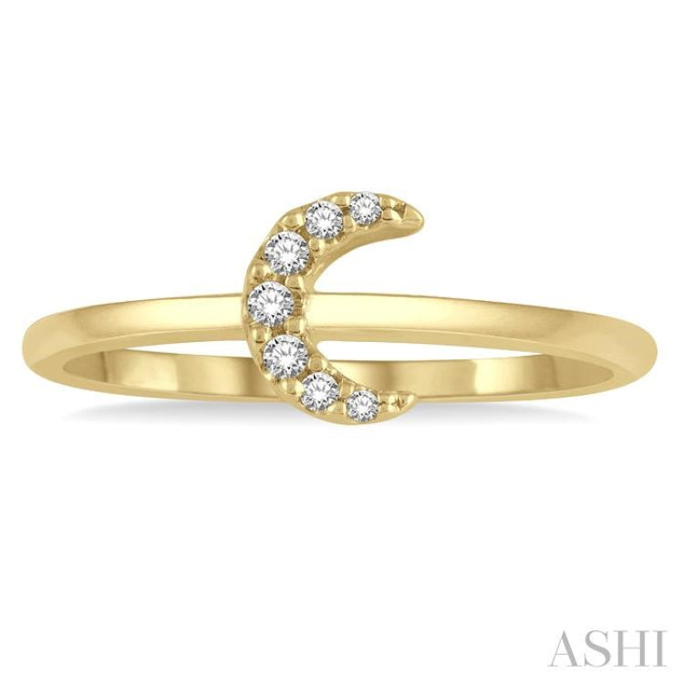 1/20 Ctw Crescent Round Cut Diamond Petite Fashion Ring in 14K Yellow Gold 1/20 Ctw Crescent Round Cut Diamond Petite Fashion Ring in 14K Yellow Gold