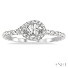 1/4 Ctw Round and Pear Cut Diamond Petite Fashion Ring in 14K White Gold 1/4 Ctw Round and Pear Cut Diamond Petite Fashion Ring in 14K White Gold