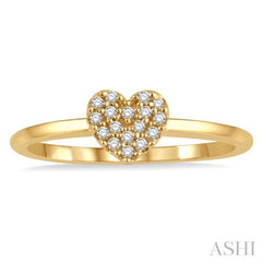 1/10 Ctw Heart Charm Round Cut Diamond Petite Fashion Ring in 14K Yellow Gold 1/10 Ctw Heart Charm Round Cut Diamond Petite Fashion Ring in 14K Yellow Gold
