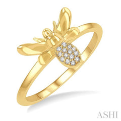 1/20 ctw Bumble Bee Round Cut Diamond Petite Fashion Ring in 14K Yellow Gold 1/20 ctw Bumble Bee Round Cut Diamond Petite Fashion Ring in 14K Yellow Gold