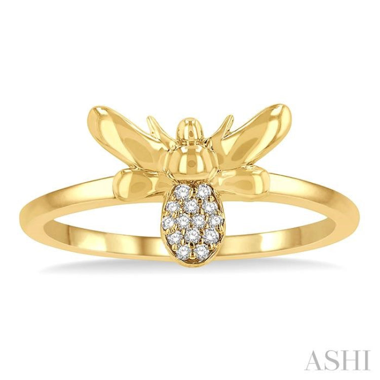 1/20 ctw Bumble Bee Round Cut Diamond Petite Fashion Ring in 14K Yellow Gold 1/20 ctw Bumble Bee Round Cut Diamond Petite Fashion Ring in 14K Yellow Gold