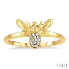 1/20 ctw Bumble Bee Round Cut Diamond Petite Fashion Ring in 14K Yellow Gold 1/20 ctw Bumble Bee Round Cut Diamond Petite Fashion Ring in 14K Yellow Gold
