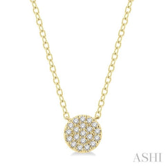 1/8 Ctw Disc Shape Round Cut Diamond Petite Fashion Pendant With Chain in 14K Yellow Gold 1/8 Ctw Disc Shape Round Cut Diamond Petite Fashion Pendant With Chain in 14K Yellow Gold