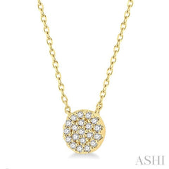 1/8 Ctw Disc Shape Round Cut Diamond Petite Fashion Pendant With Chain in 14K Yellow Gold 1/8 Ctw Disc Shape Round Cut Diamond Petite Fashion Pendant With Chain in 14K Yellow Gold