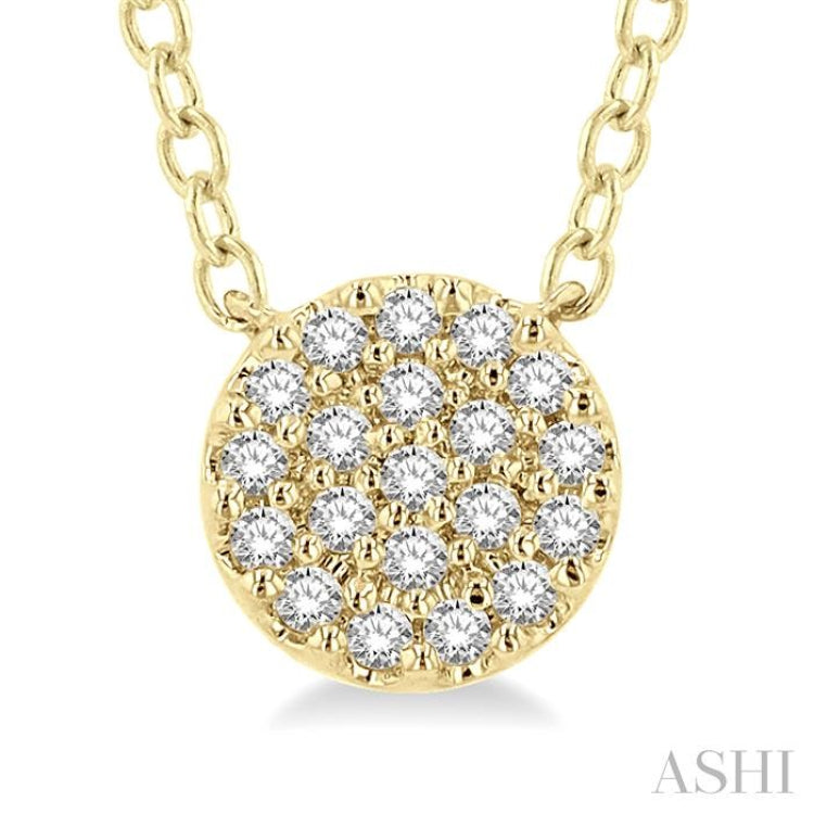 1/8 Ctw Disc Shape Round Cut Diamond Petite Fashion Pendant With Chain in 14K Yellow Gold 1/8 Ctw Disc Shape Round Cut Diamond Petite Fashion Pendant With Chain in 14K Yellow Gold