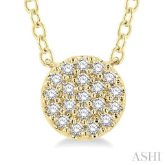 1/8 Ctw Disc Shape Round Cut Diamond Petite Fashion Pendant With Chain in 14K Yellow Gold 1/8 Ctw Disc Shape Round Cut Diamond Petite Fashion Pendant With Chain in 14K Yellow Gold