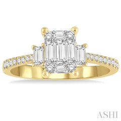 5/8 Ctw Fusion Baguette and Round Cut Diamond Fashion Ring in 14K Yellow and White Gold 5/8 Ctw Fusion Baguette and Round Cut Diamond Fashion Ring in 14K Yellow and White Gold