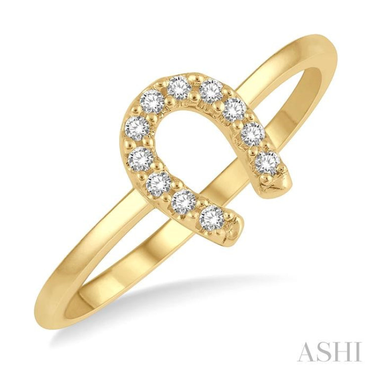 1/10 Ctw Horseshoe Charm Round Cut Diamond Petite Fashion Ring in 14K Yellow Gold 1/10 Ctw Horseshoe Charm Round Cut Diamond Petite Fashion Ring in 14K Yellow Gold