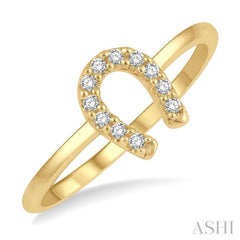 1/10 Ctw Horseshoe Charm Round Cut Diamond Petite Fashion Ring in 14K Yellow Gold 1/10 Ctw Horseshoe Charm Round Cut Diamond Petite Fashion Ring in 14K Yellow Gold