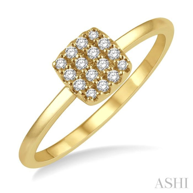 1/8 Ctw Cushion Shape Round Cut Diamond Petite Fashion Ring in 14K Yellow Gold 1/8 Ctw Cushion Shape Round Cut Diamond Petite Fashion Ring in 14K Yellow Gold