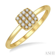 1/8 Ctw Cushion Shape Round Cut Diamond Petite Fashion Ring in 14K Yellow Gold 1/8 Ctw Cushion Shape Round Cut Diamond Petite Fashion Ring in 14K Yellow Gold