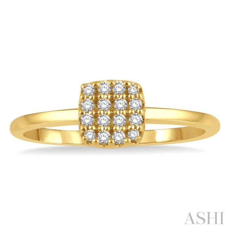 1/8 Ctw Cushion Shape Round Cut Diamond Petite Fashion Ring in 14K Yellow Gold 1/8 Ctw Cushion Shape Round Cut Diamond Petite Fashion Ring in 14K Yellow Gold