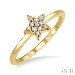 1/10 Ctw Star Round Cut Diamond Petite Fashion Ring in 14K Yellow Gold 1/10 Ctw Star Round Cut Diamond Petite Fashion Ring in 14K Yellow Gold