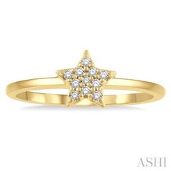 1/10 Ctw Star Round Cut Diamond Petite Fashion Ring in 14K Yellow Gold 1/10 Ctw Star Round Cut Diamond Petite Fashion Ring in 14K Yellow Gold