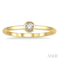 1/10 Ctw Bezel Set Round Cut Diamond Petite Fashion Ring in 14K Yellow Gold 1/10 Ctw Bezel Set Round Cut Diamond Petite Fashion Ring in 14K Yellow Gold