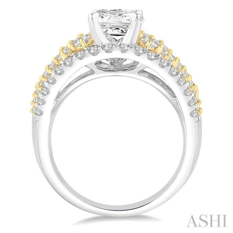 1 1/2 Ctw Diamond Semi-mount Engagement Ring in 14K White and Yellow Gold 1 1/2 Ctw Diamond Semi-mount Engagement Ring in 14K White and Yellow Gold