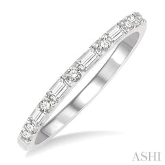 1/3 Ctw Alternating Baguette and Round Cut Diamond Wedding Band in 14K White Gold 1/3 Ctw Alternating Baguette and Round Cut Diamond Wedding Band in 14K White Gold