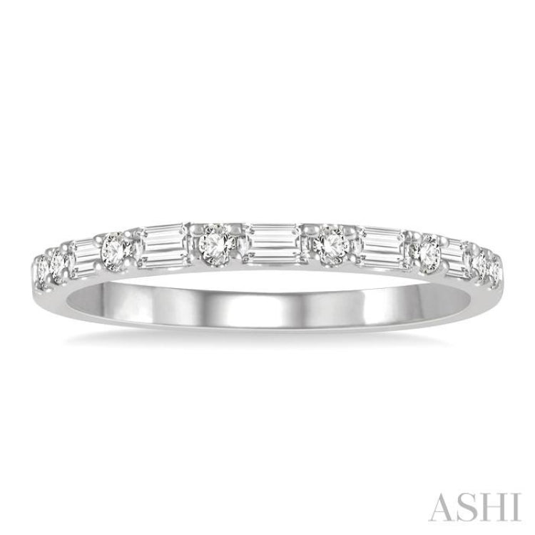 1/3 Ctw Alternating Baguette and Round Cut Diamond Wedding Band in 14K White Gold 1/3 Ctw Alternating Baguette and Round Cut Diamond Wedding Band in 14K White Gold