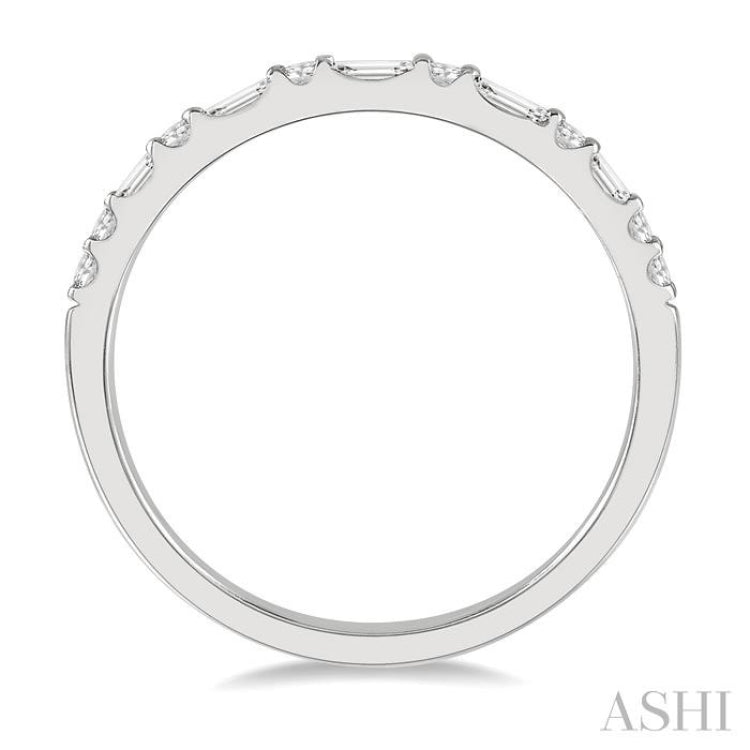 1/3 Ctw Alternating Baguette and Round Cut Diamond Wedding Band in 14K White Gold 1/3 Ctw Alternating Baguette and Round Cut Diamond Wedding Band in 14K White Gold