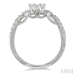 1/2 Ctw Carved Shank Fusion Baguette and Round Cut Diamond Engagement Ring in 14K White Gold 1/2 Ctw Carved Shank Fusion Baguette and Round Cut Diamond Engagement Ring in 14K White Gold