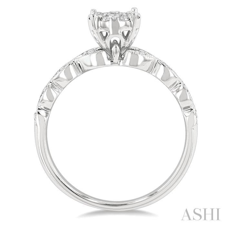 1/3 Ctw Marquise Shank Circular Lovebright Round Cut Diamond Engagement Ring in 14K White Gold 1/3 Ctw Marquise Shank Circular Lovebright Round Cut Diamond Engagement Ring in 14K White Gold