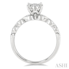 1/3 Ctw Marquise Shank Circular Lovebright Round Cut Diamond Engagement Ring in 14K White Gold 1/3 Ctw Marquise Shank Circular Lovebright Round Cut Diamond Engagement Ring in 14K White Gold