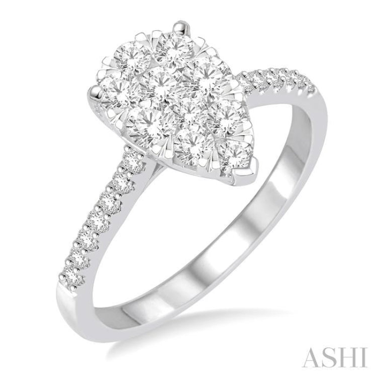 3/4 Ctw Pear Shape Diamond Lovebright Ring in 14K White Gold 3/4 Ctw Pear Shape Diamond Lovebright Ring in 14K White Gold