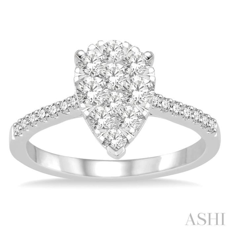 3/4 Ctw Pear Shape Diamond Lovebright Ring in 14K White Gold 3/4 Ctw Pear Shape Diamond Lovebright Ring in 14K White Gold