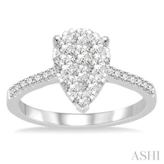 3/4 Ctw Pear Shape Diamond Lovebright Ring in 14K White Gold 3/4 Ctw Pear Shape Diamond Lovebright Ring in 14K White Gold