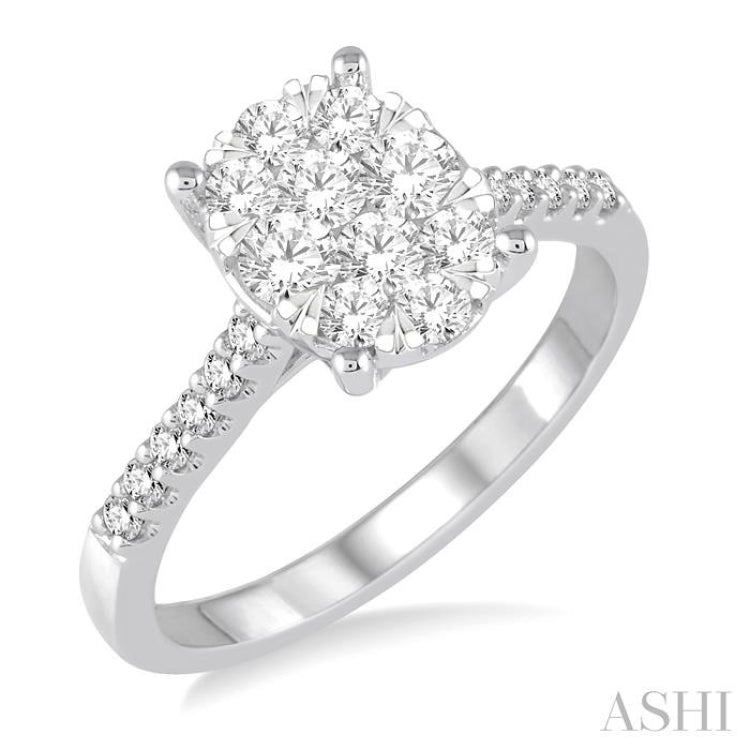 3/4 Ctw Oval Shape Diamond Lovebright Ring in 14K White Gold 3/4 Ctw Oval Shape Diamond Lovebright Ring in 14K White Gold