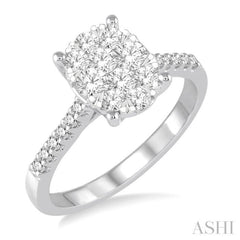 3/4 Ctw Oval Shape Diamond Lovebright Ring in 14K White Gold 3/4 Ctw Oval Shape Diamond Lovebright Ring in 14K White Gold