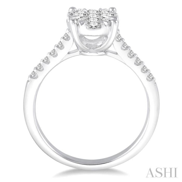 3/4 Ctw Oval Shape Diamond Lovebright Ring in 14K White Gold 3/4 Ctw Oval Shape Diamond Lovebright Ring in 14K White Gold