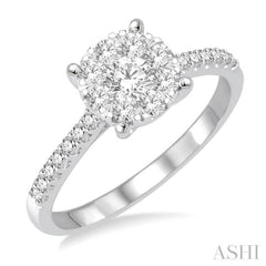 3/4 Ctw Round Cut Lovebright Diamond Ring in 14K White Gold 3/4 Ctw Round Cut Lovebright Diamond Ring in 14K White Gold