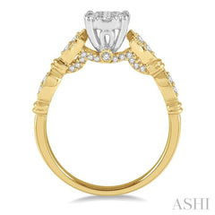 1/2 Ctw Marquise Shank Circular Mount Lovebright Round Cut Diamond Ring in 14K Yellow and White gold 1/2 Ctw Marquise Shank Circular Mount Lovebright Round Cut Diamond Ring in 14K Yellow and White gold