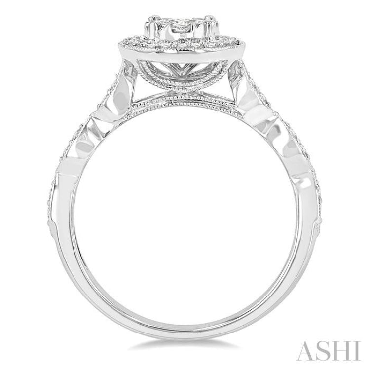 1/2 Ctw Oval Mount Criss Cross Shank Lovebright Round Cut Diamond Engagement Ring in 14K White Gold 1/2 Ctw Oval Mount Criss Cross Shank Lovebright Round Cut Diamond Engagement Ring in 14K White Gold
