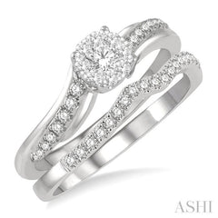 1/2 Ctw Lovebright Diamond Wedding Set With 1/3 Ctw Circular Mount Bypass Engagement Ring and 1/6 Ctw Chevron Wedding Band in 14K White Gold 1/2 Ctw Lovebright Diamond Wedding Set With 1/3 Ctw Circular Mount Bypass Engagement Ring and 1/6 Ctw Chevron Wedding Band in 14K White Gold