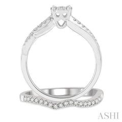 1/2 Ctw Lovebright Diamond Wedding Set With 1/3 Ctw Circular Mount Bypass Engagement Ring and 1/6 Ctw Chevron Wedding Band in 14K White Gold 1/2 Ctw Lovebright Diamond Wedding Set With 1/3 Ctw Circular Mount Bypass Engagement Ring and 1/6 Ctw Chevron Wedding Band in 14K White Gold