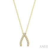 1/8 Ctw Petite Wishbone Diamond Pendant in 10K Yellow Gold with Chain