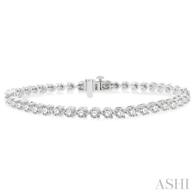 5 Ctw Round Cut Diamond 3-Prong Tennis Bracelet in 14K White Gold 5 Ctw Round Cut Diamond 3-Prong Tennis Bracelet in 14K White Gold