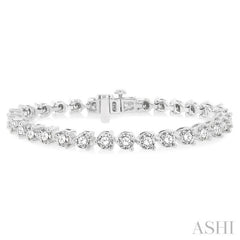9 Ctw 3 Prong Round Cut Diamond Tennis Bracelet in 14K White Gold 9 Ctw 3 Prong Round Cut Diamond Tennis Bracelet in 14K White Gold