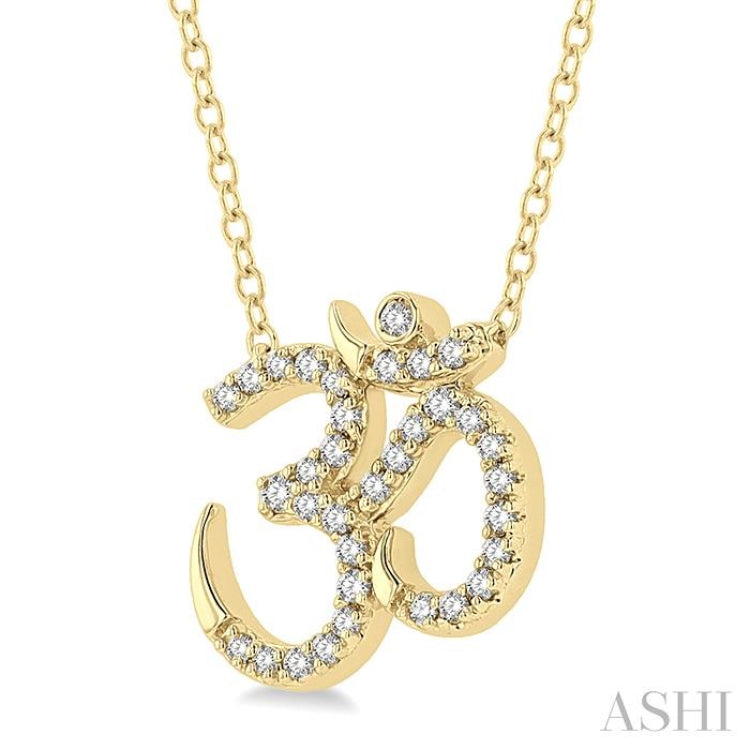 1/6 Ctw 'OM' Symbol Petite Round Cut Diamond Fashion Pendant With Chain in 10K Yellow Gold 1/6 Ctw 'OM' Symbol Petite Round Cut Diamond Fashion Pendant With Chain in 10K Yellow Gold