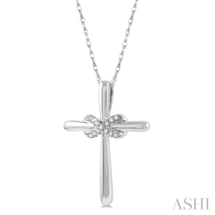1/20 Ctw Infinity Round Cut Diamond Cross Petite Pendant With Chain in 10K White Gold 1/20 Ctw Infinity Round Cut Diamond Cross Petite Pendant With Chain in 10K White Gold
