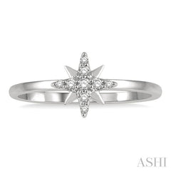 1/10 Ctw Star Center Round Cut Diamond Petite Fashion Ring in 10K White Gold 1/10 Ctw Star Center Round Cut Diamond Petite Fashion Ring in 10K White Gold