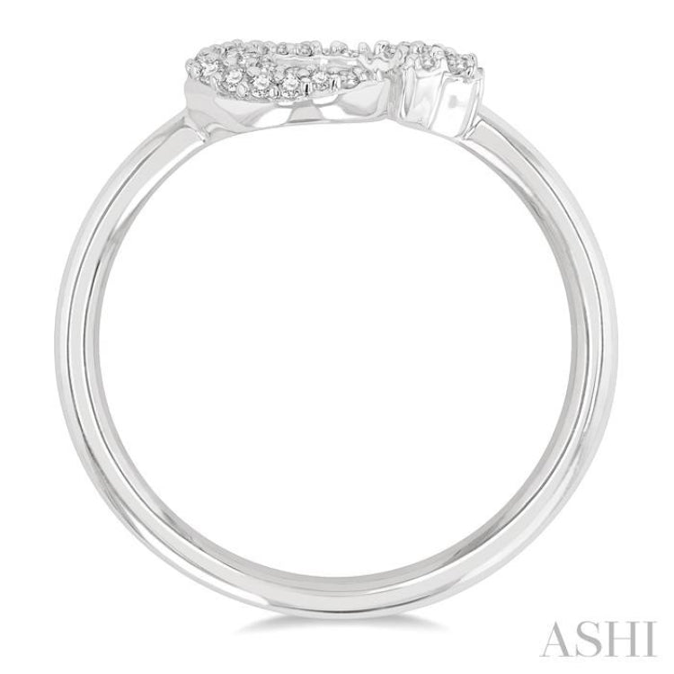 1/6 Ctw Crescent Moon and Star Round Cut Petite Diamond Fashion Ring in 10K White Gold 1/6 Ctw Crescent Moon and Star Round Cut Petite Diamond Fashion Ring in 10K White Gold
